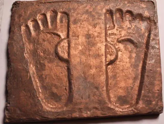 Carved footprints of Jesus
